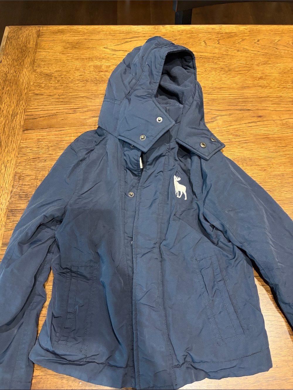 Abercrombie & Fitch Navy Hooded Field Jacket with Contrast Logo Boys Small